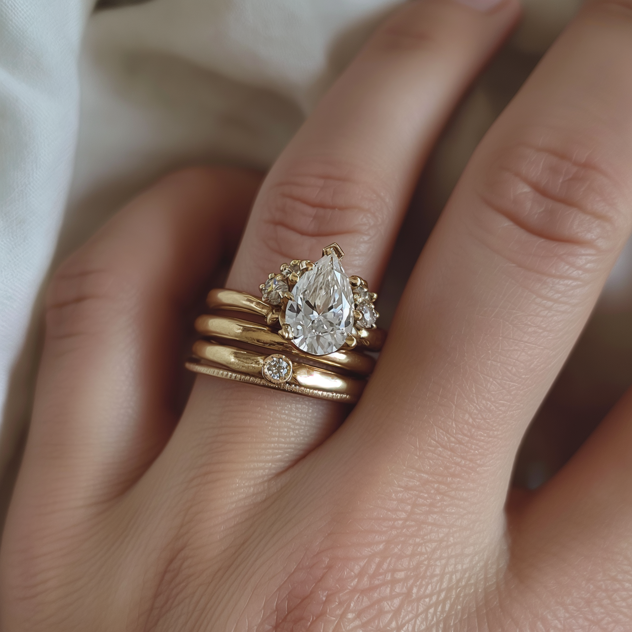 flathead14_two_18k_gold_wedding_bands_and_one_3ct_pear_diamond__9e280473-97c8-4aa2-ad87-23ac8958f61c